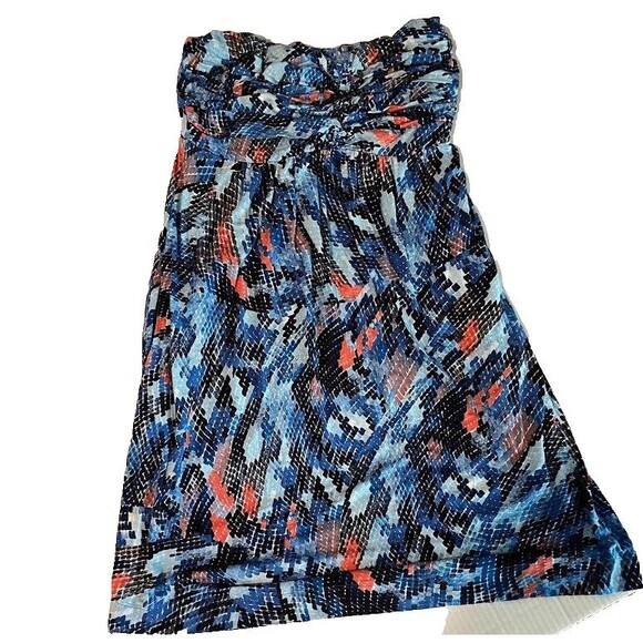 Soma Strapless Blue/PInk Tropicalcore Beach Abstract Print Swim Cover Up/Dress M - Picture 1 of 4